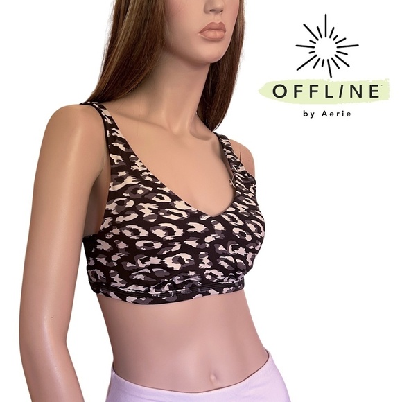 Offline by Aerie Fitness Top Bra Workout Camo Camisole Strappy Mesh Back Inserts - Picture 1 of 13